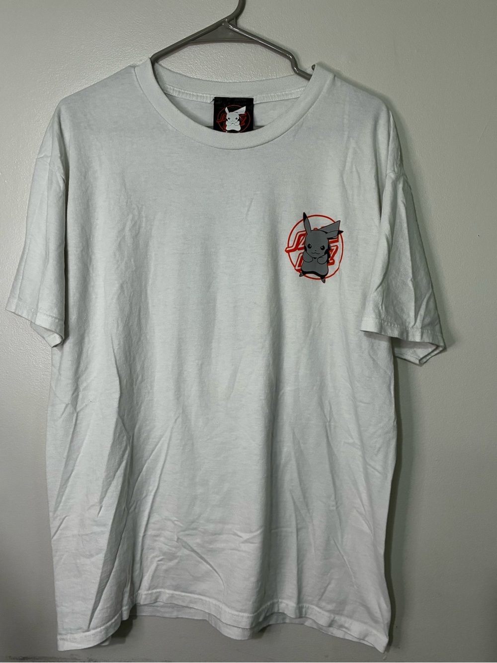 Santa Cruz collab with pokemon White Graphic Pikachu Tee skateboard tees